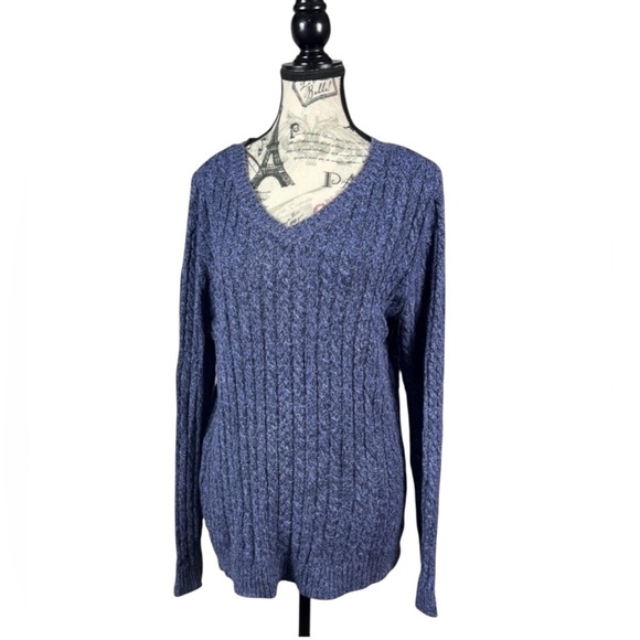 croft & barrow Sweaters - Croft & Barrow Cotton V-Neck Knit Blue Women's Sweater Size M